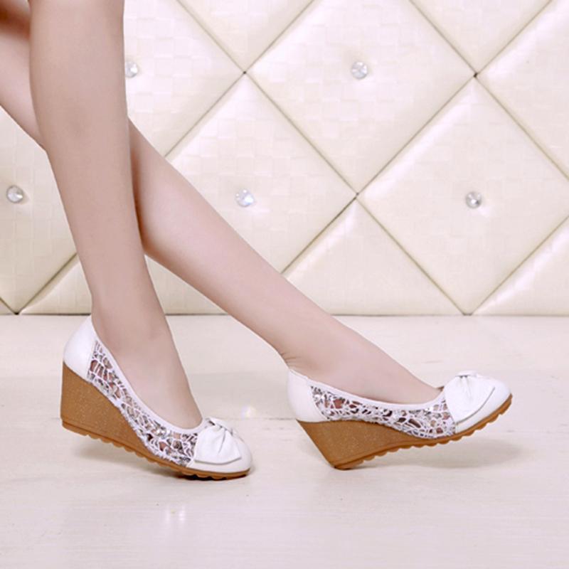 Style Slope Heel Thick-soled Heightening Sandals Breathable Hollow Flat Soft Bottom Hole Shoes