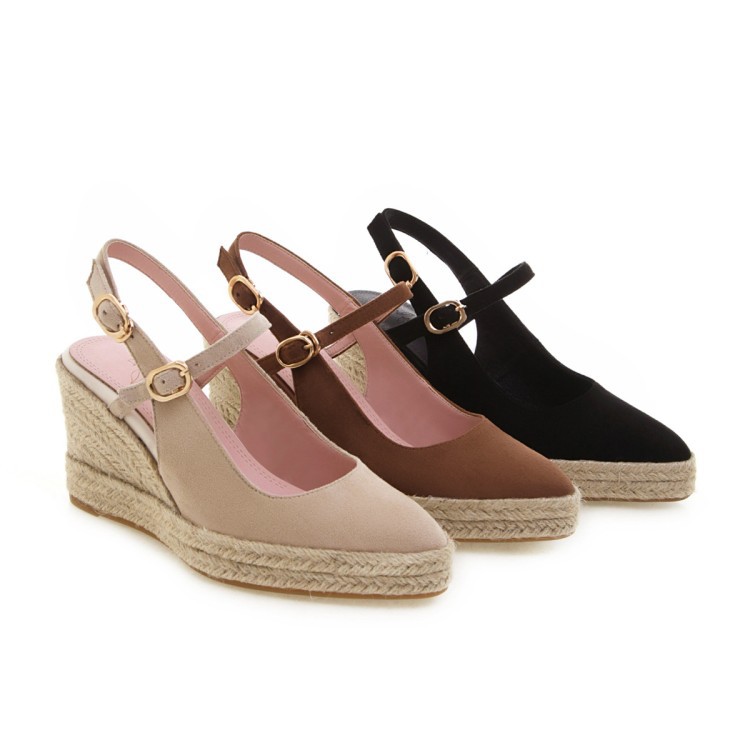 Women Shoes Platform Sandals Peep Toe High Wedges Heel Ankle Buckles Espadrilles