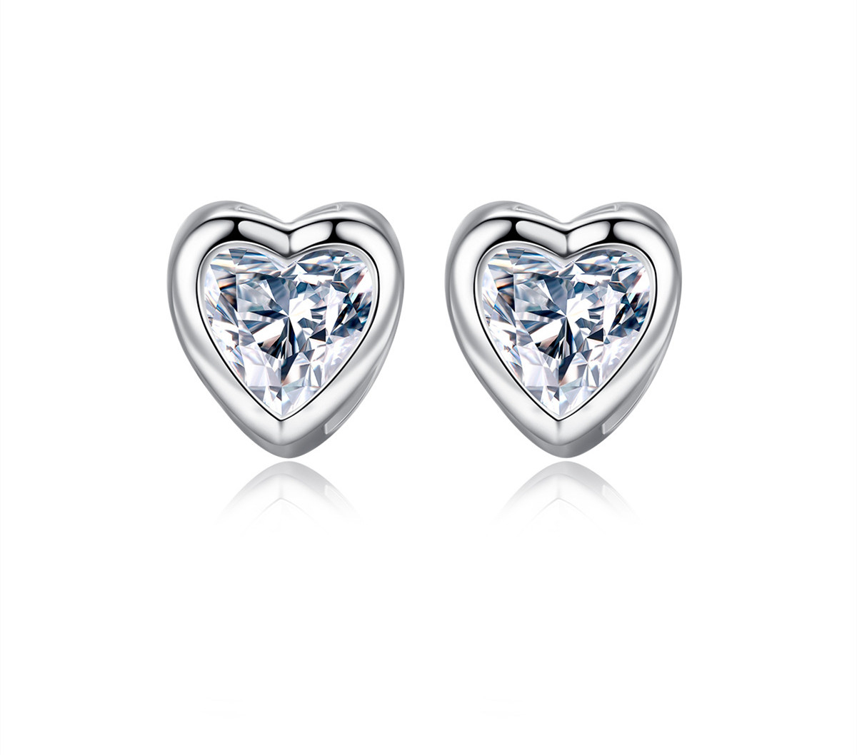 S925 Silver Grade 3A Heart-shaped Zircon Earrings Korean Style Women's Earrings