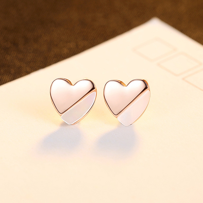 Title 2, S925 Sterling Silver Simple Love Heart-shaped E...