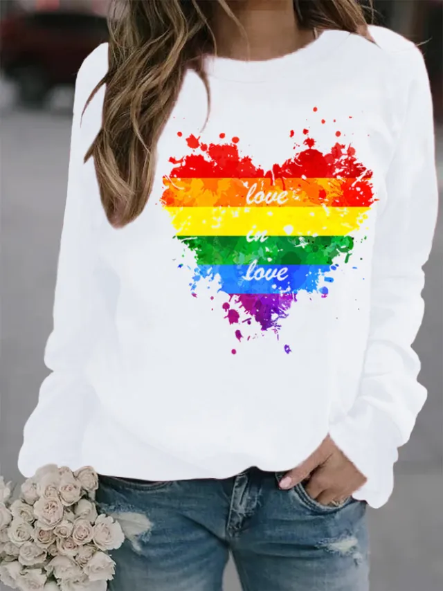Women's Blouse With Personalized Patterns, Printing, Capless Round Neck Sweater White - Shop at LoveMi