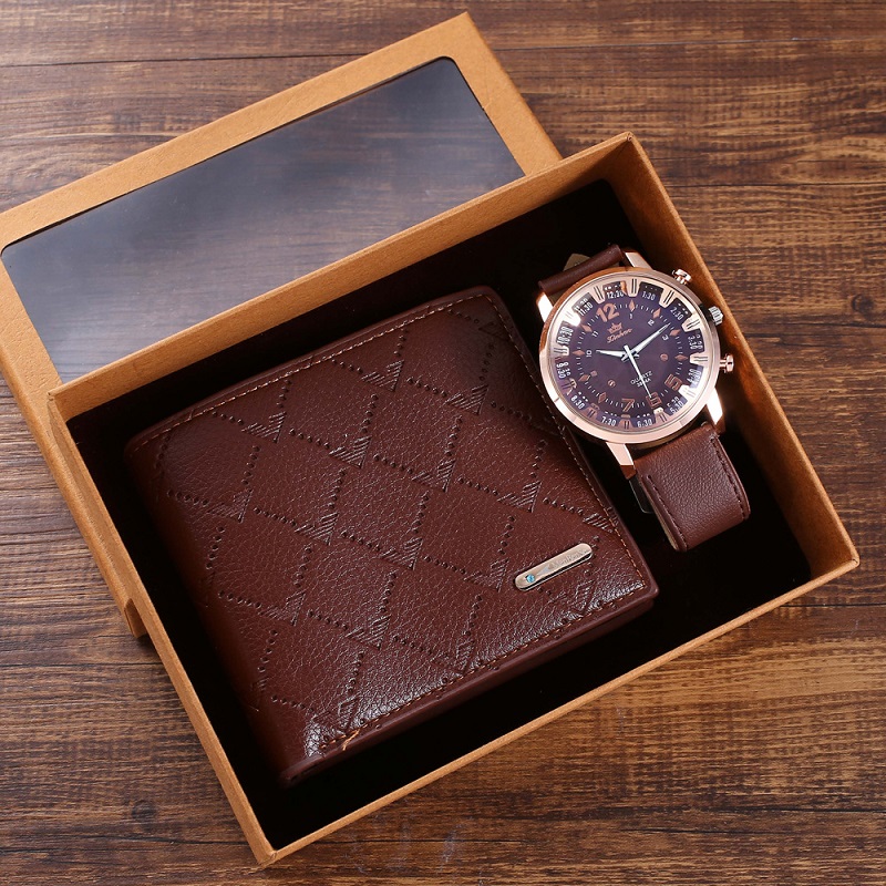 Men's Luxury Watch Gift Set Pen Wallet Quartz Watch