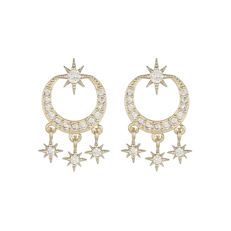 Rhinestone Moonstar Temperament Earrings
