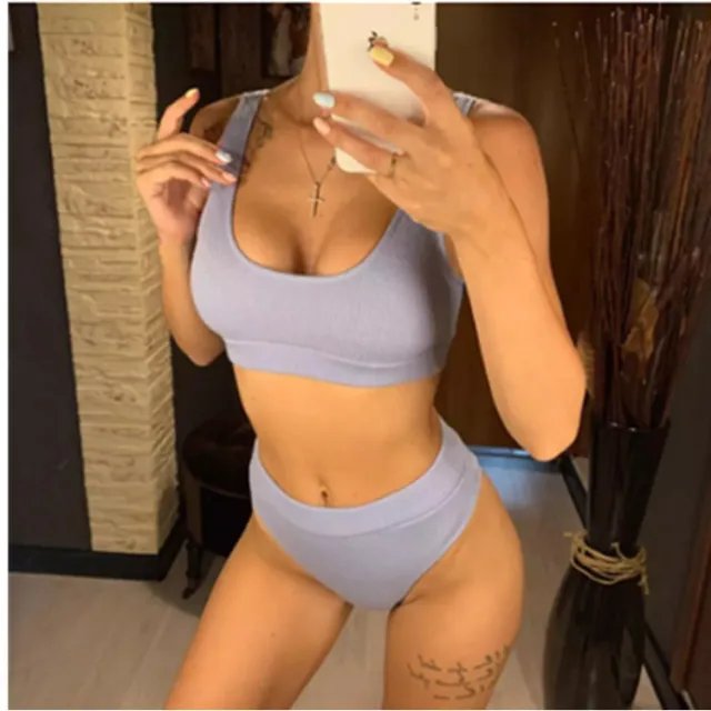 European And American Split Bikini Ladies Swim Sexy Slim Beach Vacation Swimwear Grey - Shop at LoveMi
