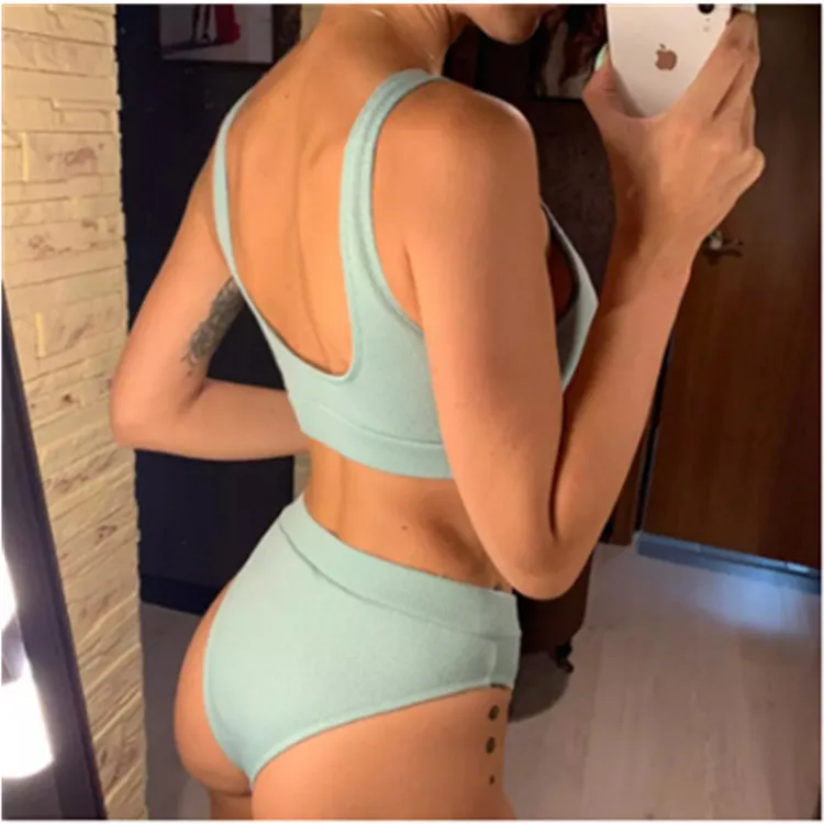 European And American Split Bikini Ladies Swim Sexy Slim Beach Vacation Swimwear - Green