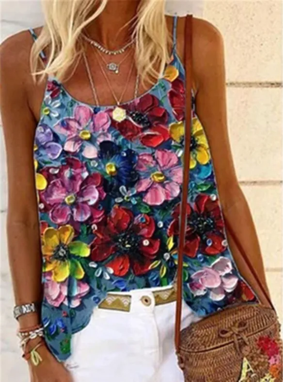 Women's Summer Loose Casual Printed Camisole 4.Style - Shop at LoveMi