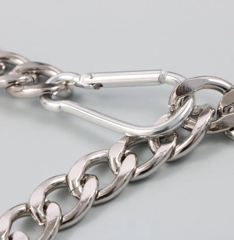 Fashionable Shiny Silver Big Thick Chain Hook Waist Chain With Decorative Skirt