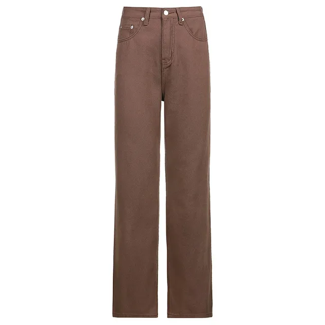 Rapcopter Wide Jeans Baggy Pockets Zipper Cargo Pants Y2K Ae Brown - Shop at LoveMi