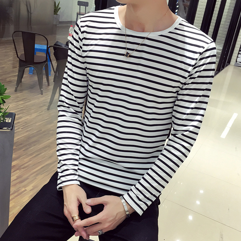 Black White Striped T-shirt Unisex Loose Oversize Extra Long Sleeve