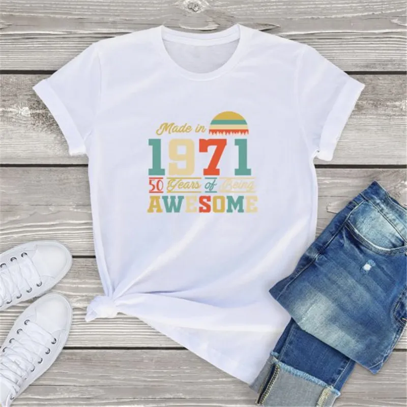 Flower Figure Round Neck Cotton Top Summer Short-sleeved T-shirt - White