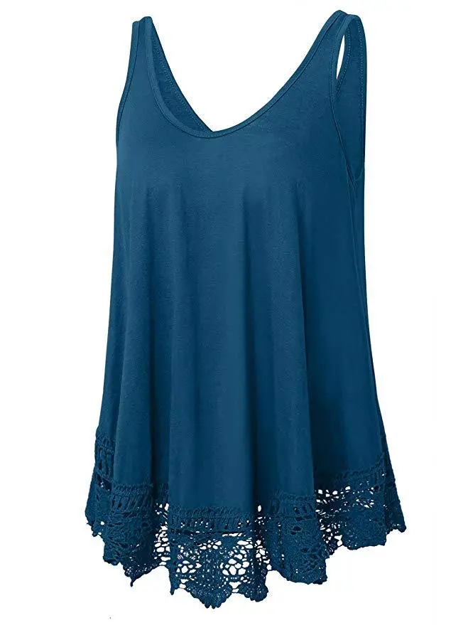 Casual All-match Plus Size Vest T-shirt - Blue