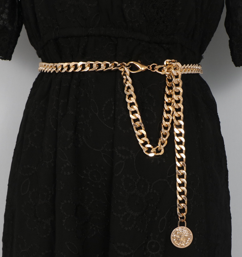 Title 7, Simple Metal Belt Decorated Dress Sweater Chain