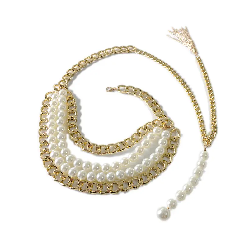 Women's Belt Atmospheric Slim Decoration Pearl Pendant Chain Waist Chain