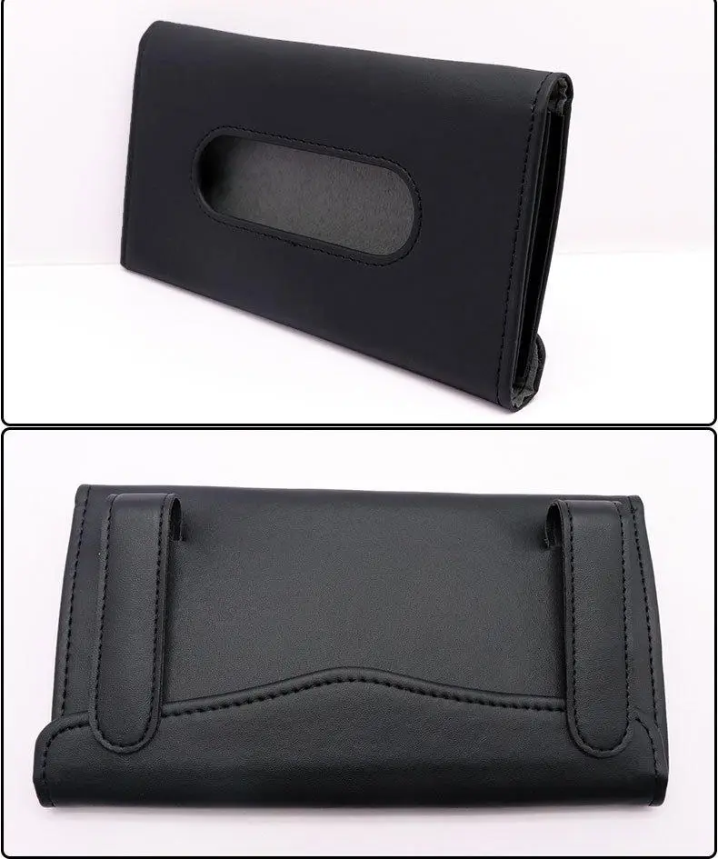Leather Car Mask and Tissue Storage Organizer for Sun Visor or Seat Back