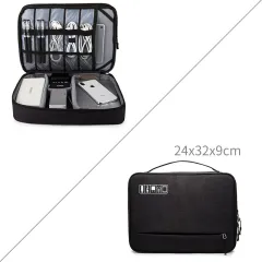 Travel Cable Bag Portable Digital USB Gadget Organizer Charger Wires Cosmetic Zipper Storage Pouch kit Case Accessories Supplies - Black - View 1