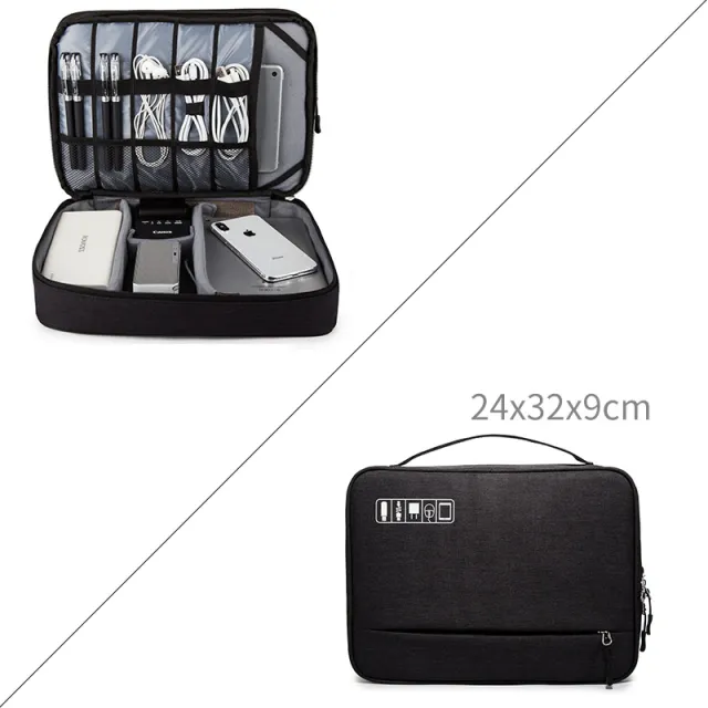 Travel Cable Bag Portable Digital USB Gadget Organizer Charger Wires Cosmetic Zipper Storage Pouch kit Case Accessories Supplies Black - Shop at LoveMi