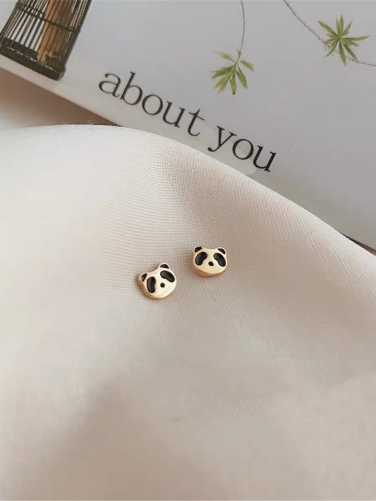 Sterling Silver Earrings Female Anti Allergy Mini Bear Rabbit Radish