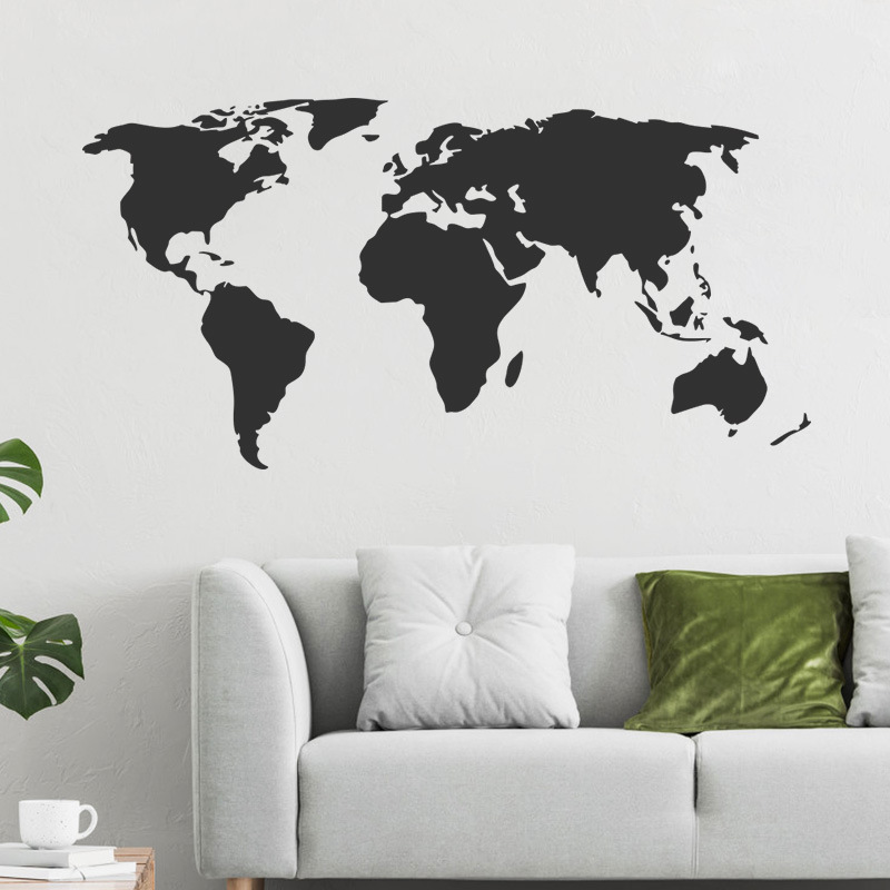 The New Wall Sticker Pure Black Series Creative Seven Continents Self-adhesive Painting