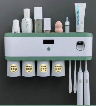 Electric Toothbrush Holder Punch free Sterilizer Smart Bathroom Four Cups Of Happy Family - Shop at LoveMi