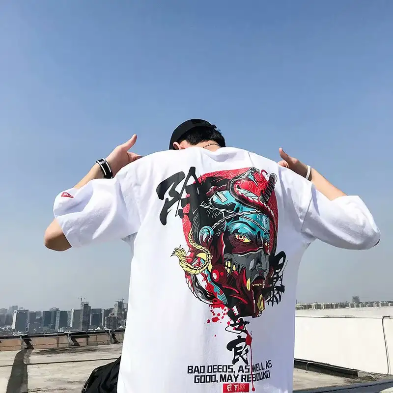 Harajuku Port Style Five-point Sleeve T-shirt