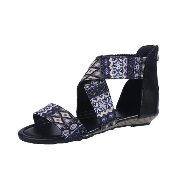 Beach Flat Shoes With Bohemian Ethnic Style By The Sea Black - Shop at LoveMi