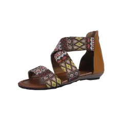 Beach Flat Shoes With Bohemian Ethnic Style By The Sea - Khaki - View 1