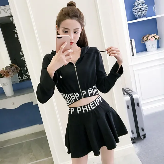 Spring Skirt Sports Style Suit Skirt Sweater Jacket Black - Shop at LoveMi