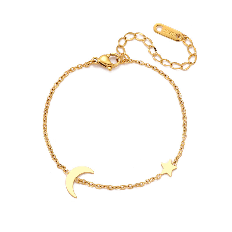 Golden Thin Bracelet Female Star Moon