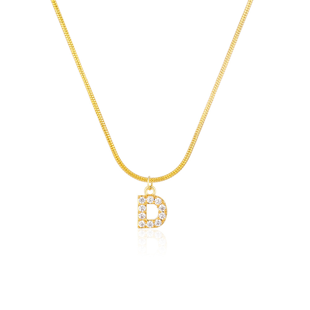 Round Snake Chain Clavicle Chain English Alphabet Necklace