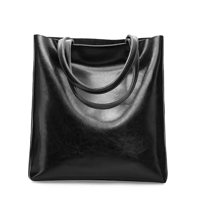 Women's Large Capacity Minimalist Cowhide Handbag Black - Shop at LoveMi