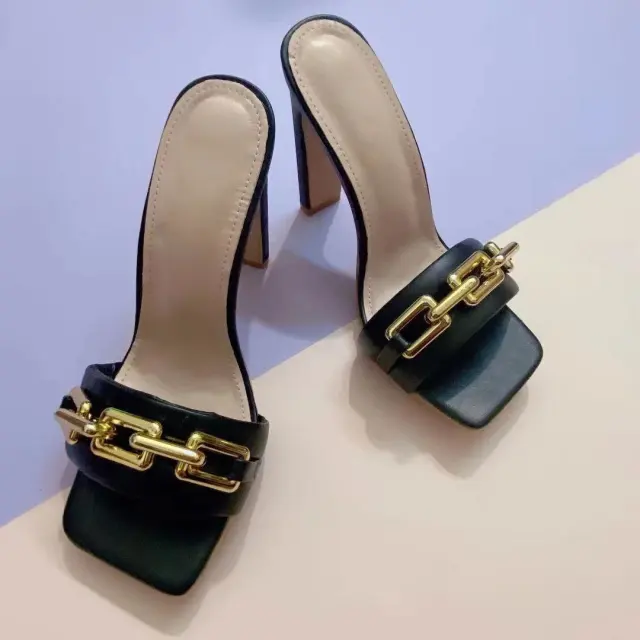 Fashion Sandals And Slippers Flat High Heels With The Same Color Sexy Wind Sandals And Slippers Women Black - Shop at LoveMi