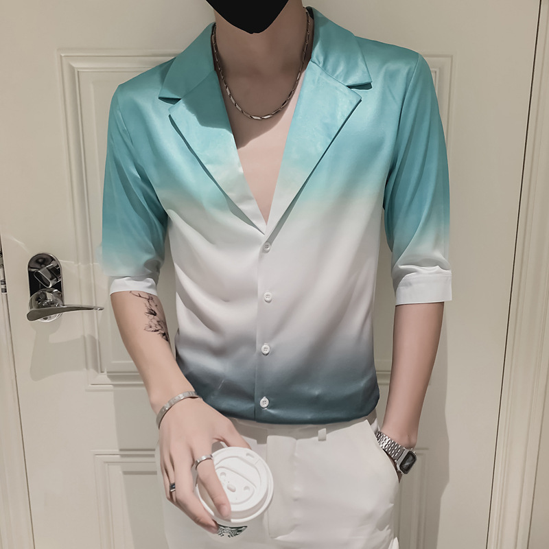 Casual Slim-fit Three-quarter Sleeve Shirt