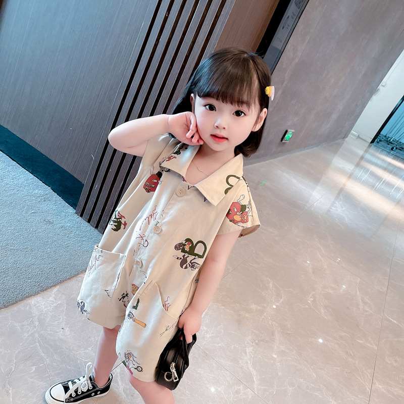 Summer New Style Graffiti Jumpsuit Korean Male And Female Baby