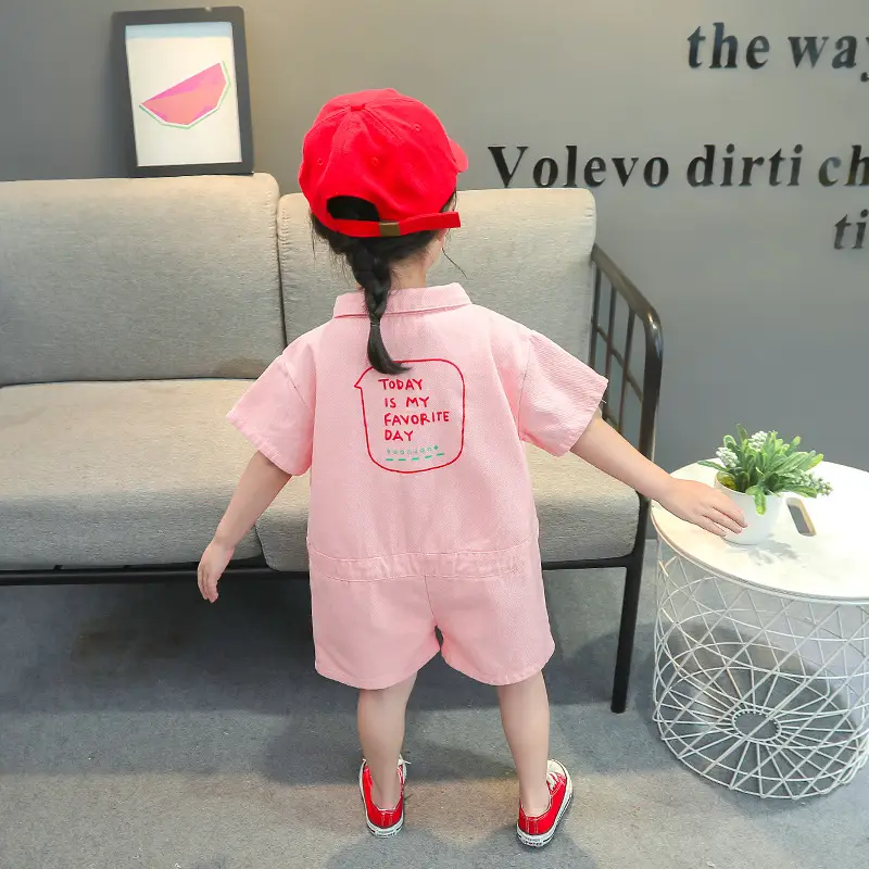 Snap Button Letters Jumpsuit Korean Style Male And Female Baby Romper