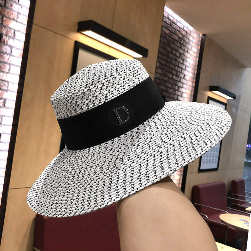 D Letter Big Eaves Summer Seaside Outing Beach Hat