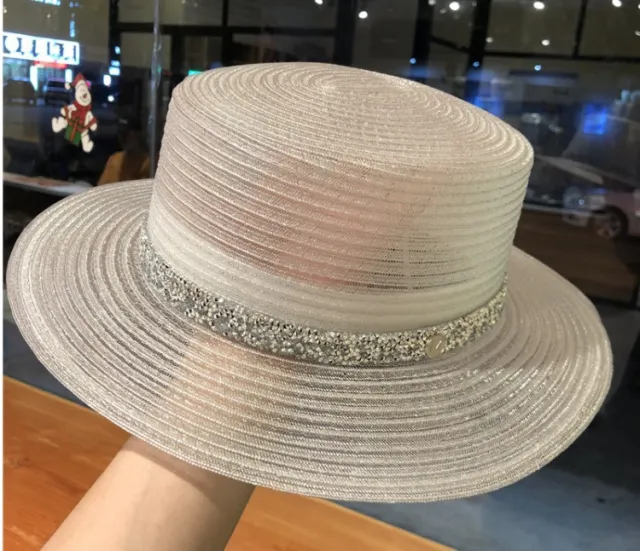 Transparent Flat Top Hat With Shiny Rhinestones Silver - Shop at LoveMi