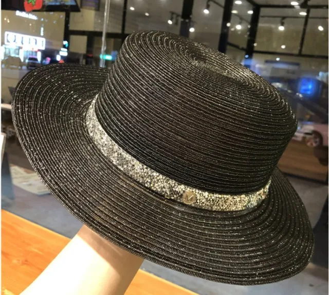 Transparent Flat Top Hat With Shiny Rhinestones Black - Shop at LoveMi