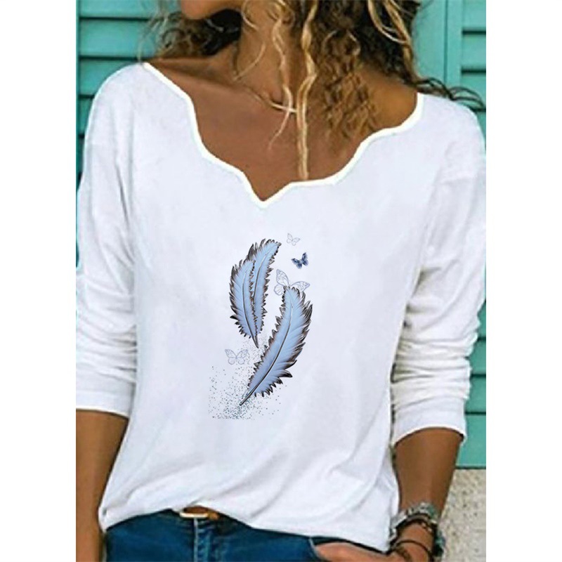 Printed T shirt Fashion Casual Plus Size Top 8 Style L - Shop at LoveMi