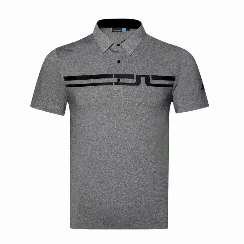 New Slim-Fit Golf Short-Sleeved Men's Shirt, Quick-Drying, Non-Iron Lapel Men's Golf Polo Shirt, Breathable - Grey
