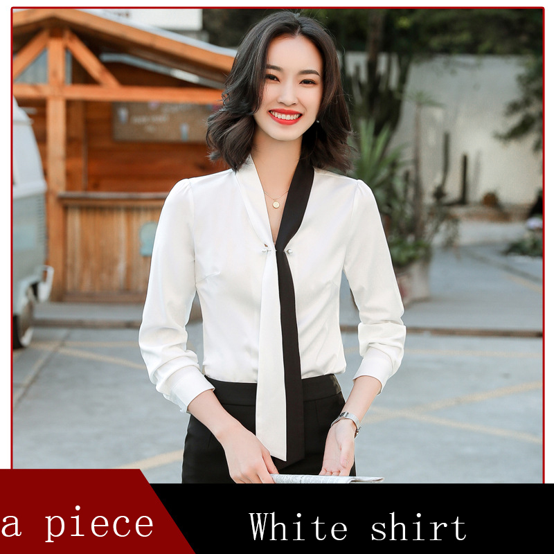Long Sleeve Shirt Women Professional Korean Style Slim Skirt