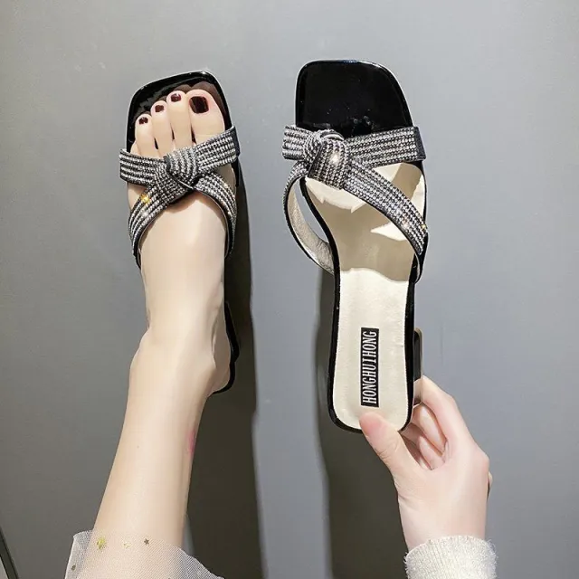 Ladies' Sandals And Slippers With Bow Black - Shop at LoveMi