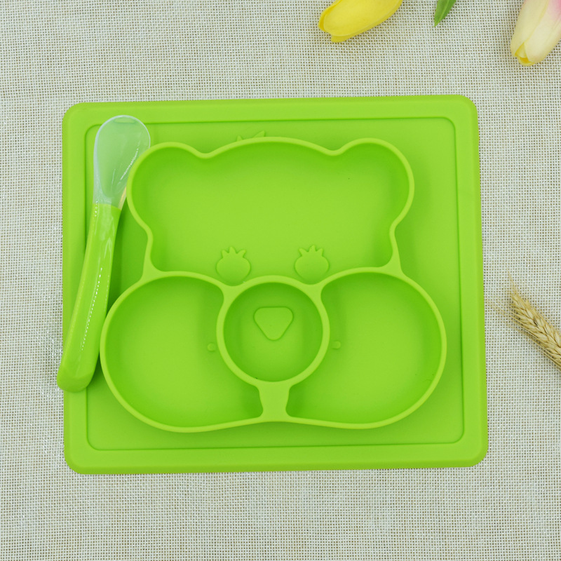 Silicone Children's Dinner Plate, Baby Supplementary Food Tray, Sucker-style Cartoon Anti-fall