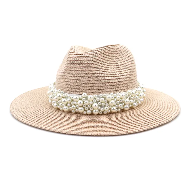 Outdoor Seaside Sunscreen Beach Hat Sun Hat British Style Jazz Straw Hat Pink - Shop at LoveMi