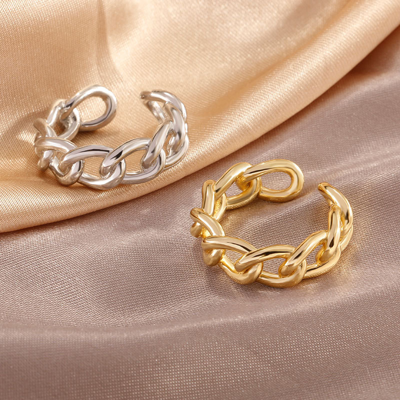 Fully Inlaid Zircon Electroplated Real Gold Trend Neutral Ring