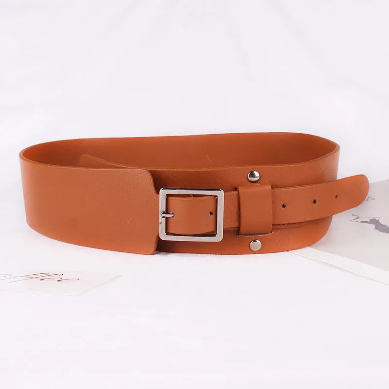 Women's Belt Wide Decorative Waist Pin Buckle Fashion All-match - Camel