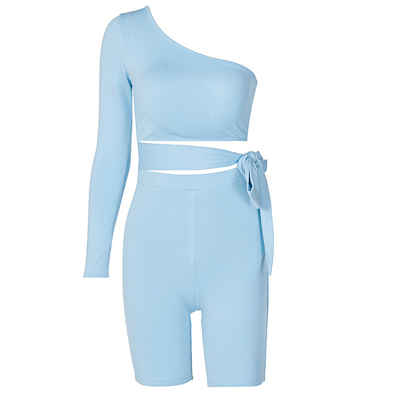 One-shoulder Side Lace Sports Yoga Suit