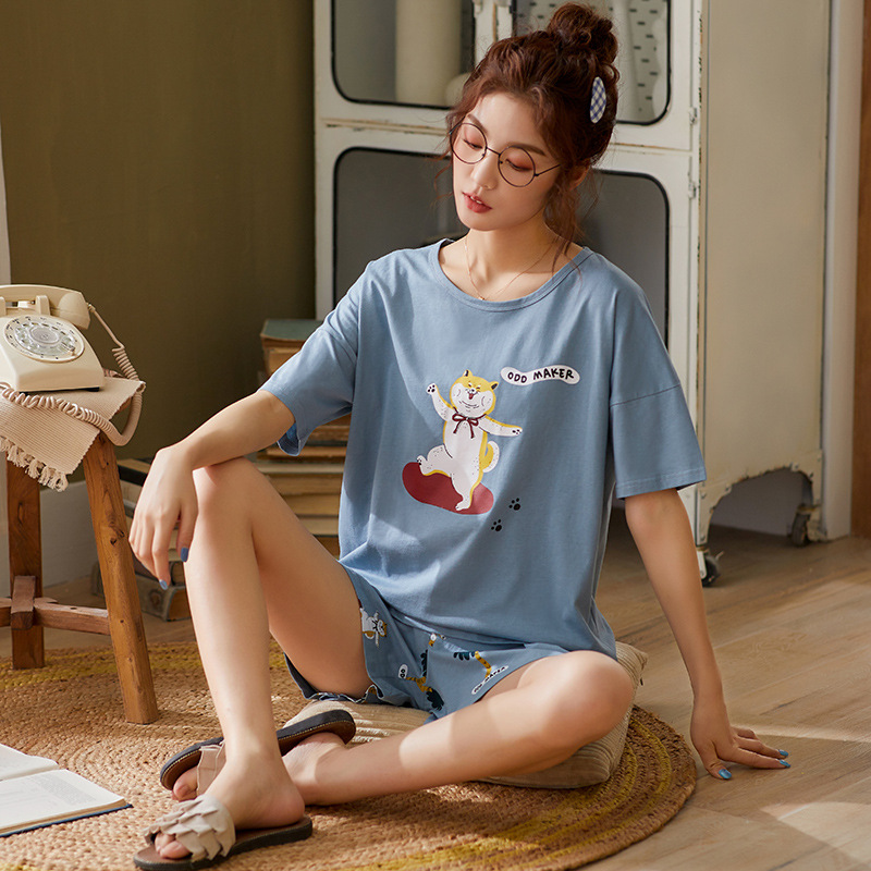 Title 2, Pajamas Women Summer Pure Cotton Thin Short-Sle...