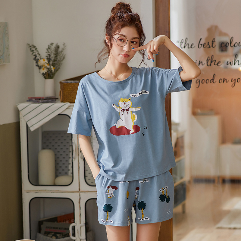 Title 3, Pajamas Women Summer Pure Cotton Thin Short-Sle...