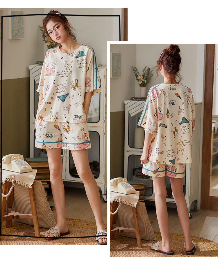 Title 11, Pajamas Women Summer Pure Cotton Thin Short-Sle...