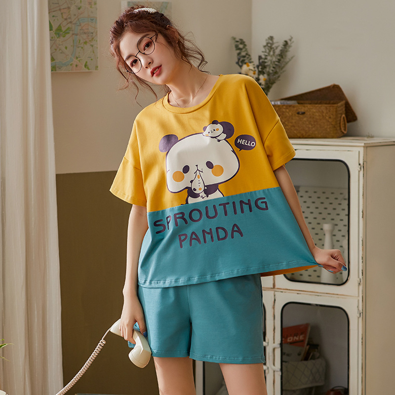 Title 14, Pajamas Women Summer Pure Cotton Thin Short-Sle...